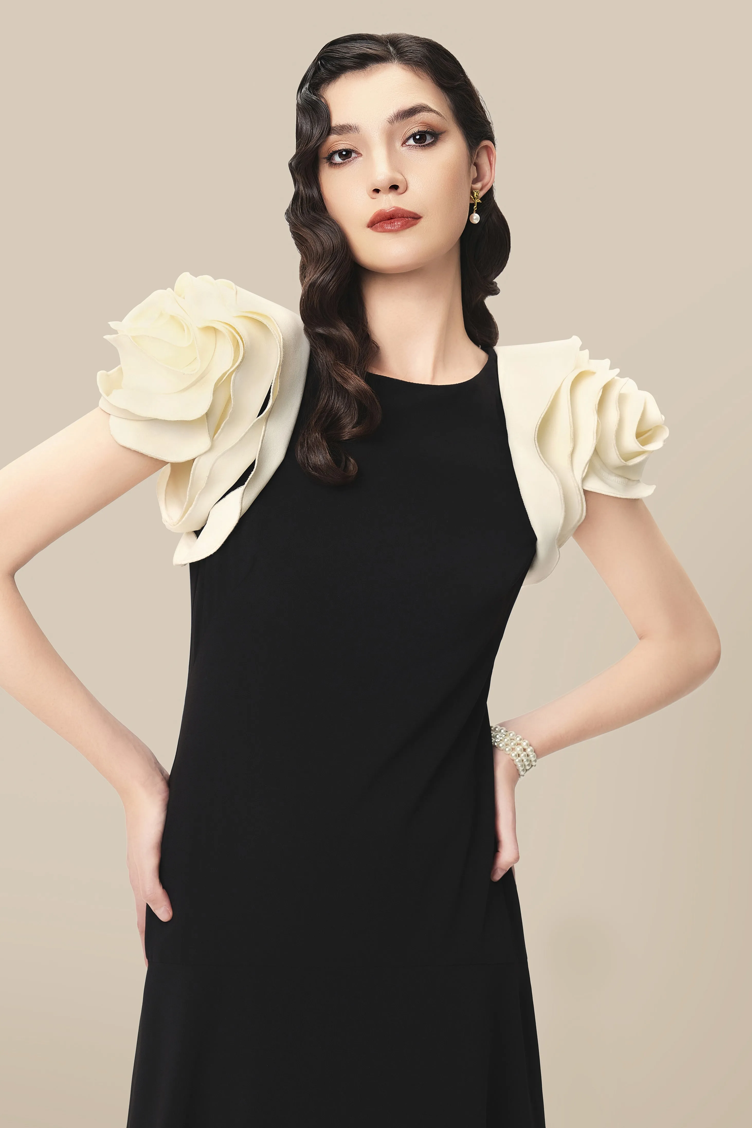 Elegant H-Line Drop Waist Flowing Cocktail Dress