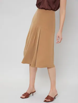 Elegant Plain Zipper High Waist Midi Women Skirt