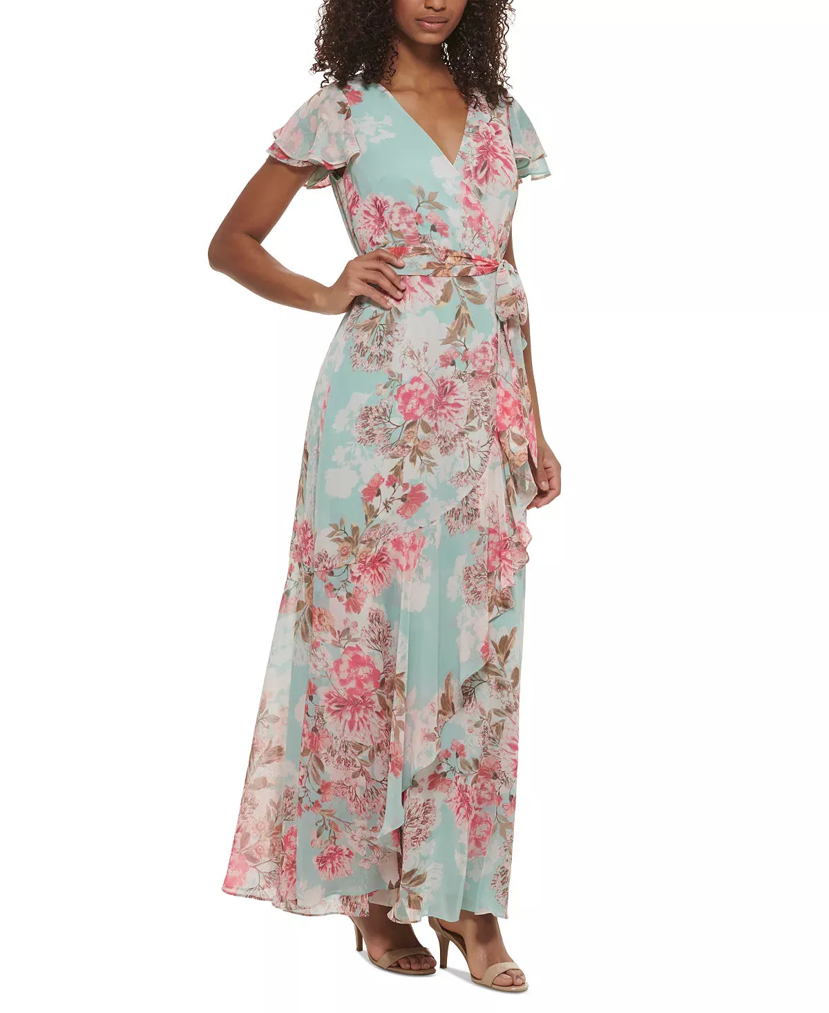 Eliza J Flowing Floral A Line Gown