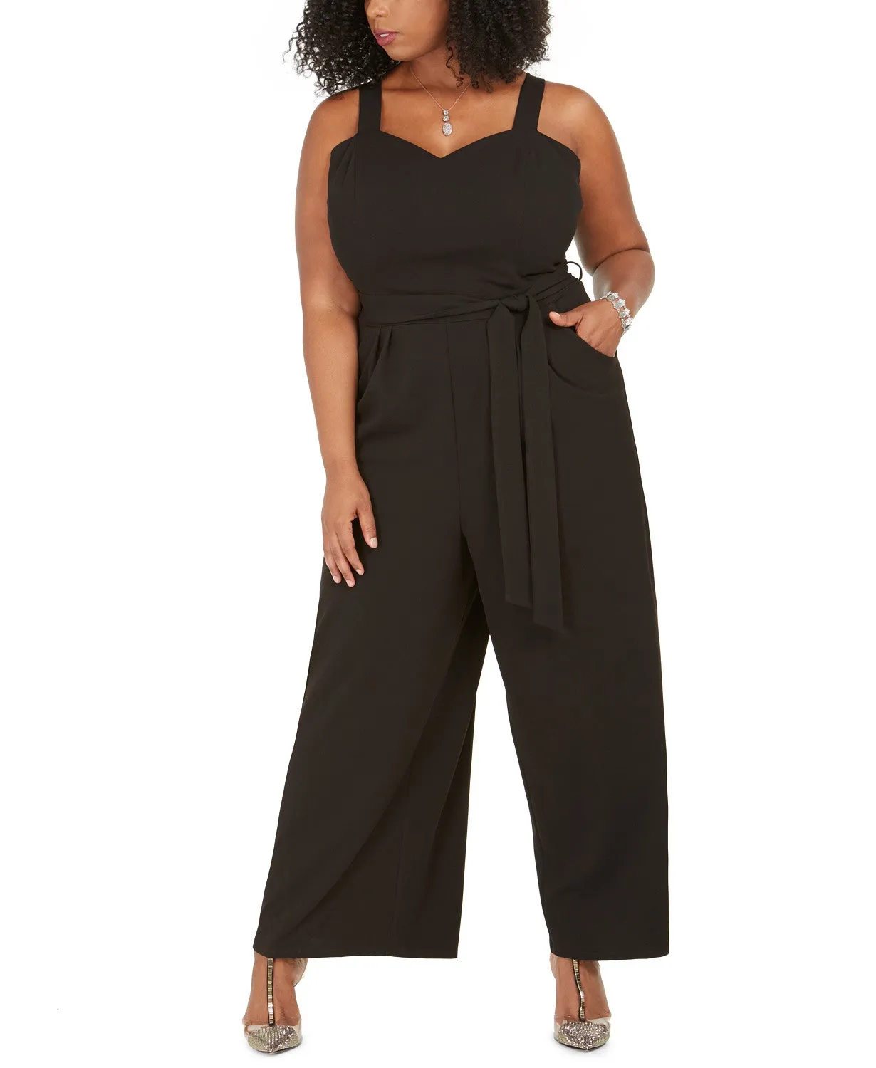 Emerald Sundae Trendy Sleeveless Belted Wide-Leg Jumpsuit