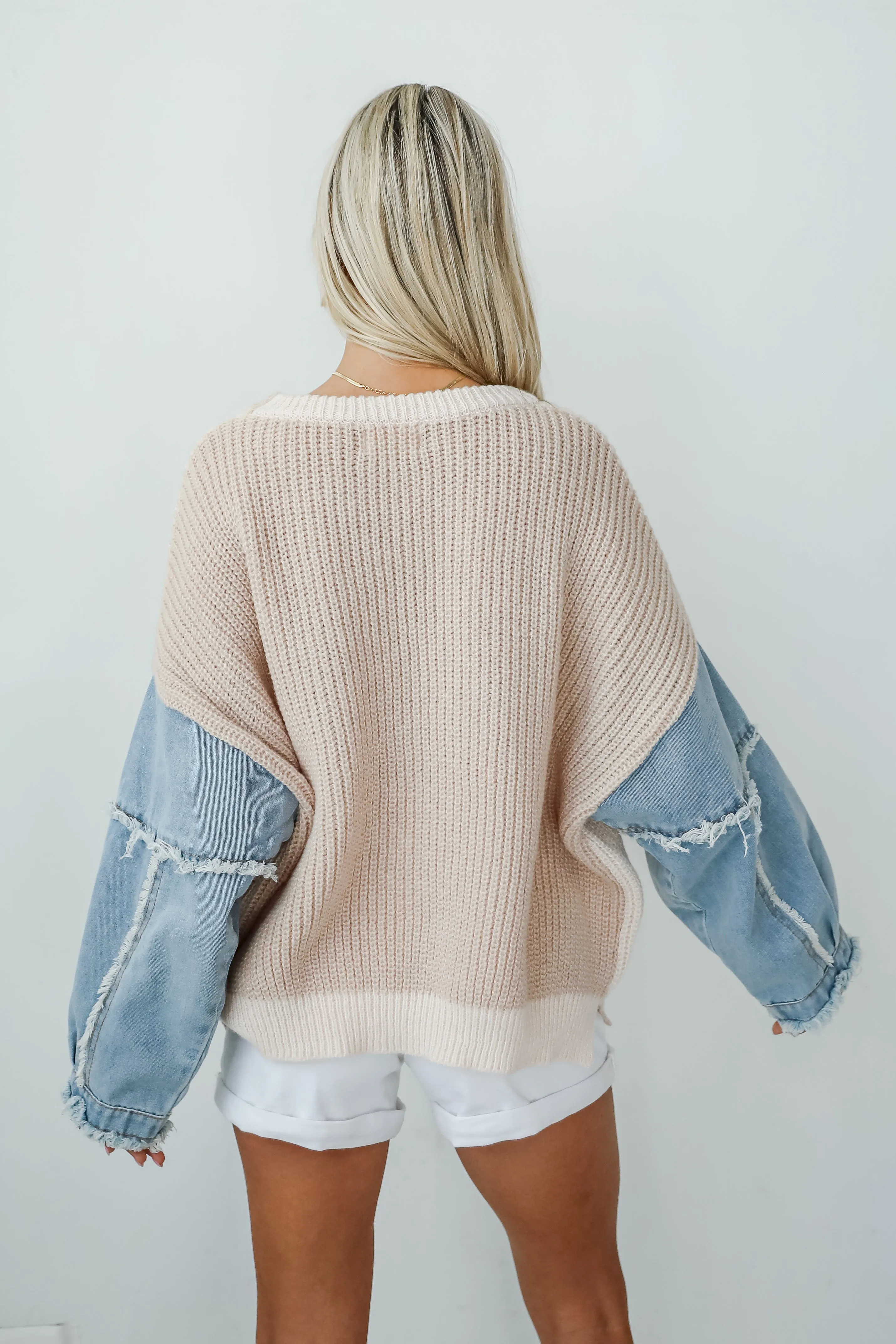 Envied Attitude Ivory Oversized Contrast Sweater