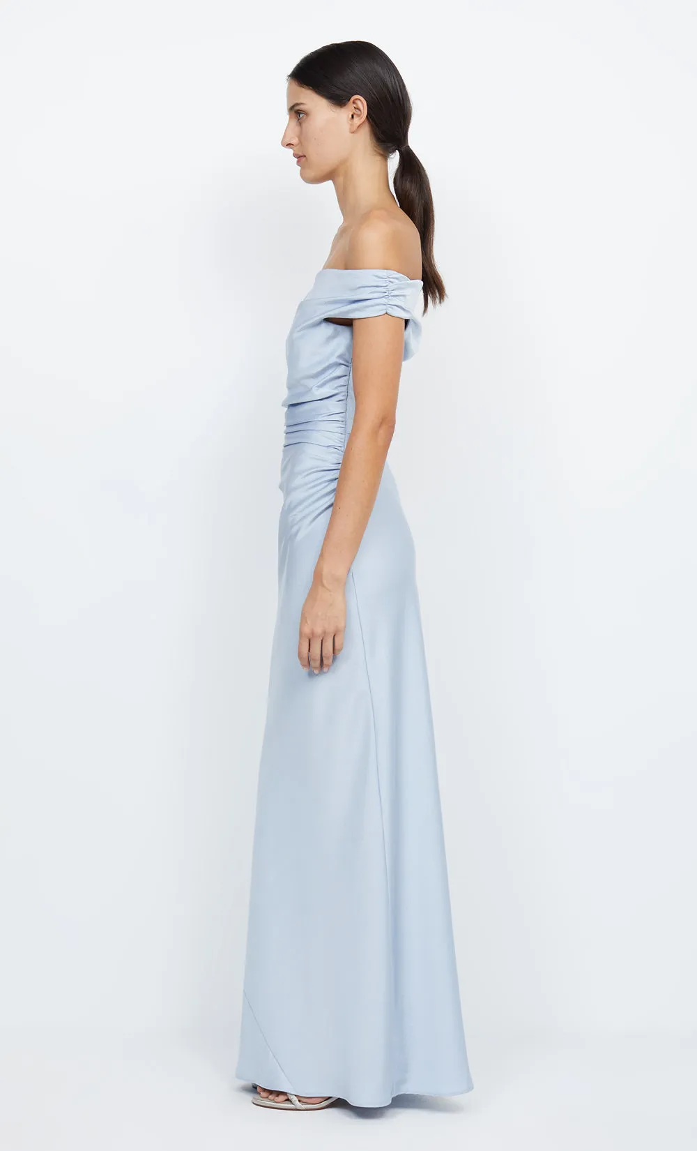 ETERNITY OFF SHOULDER MAXI - DUSTY BLUE