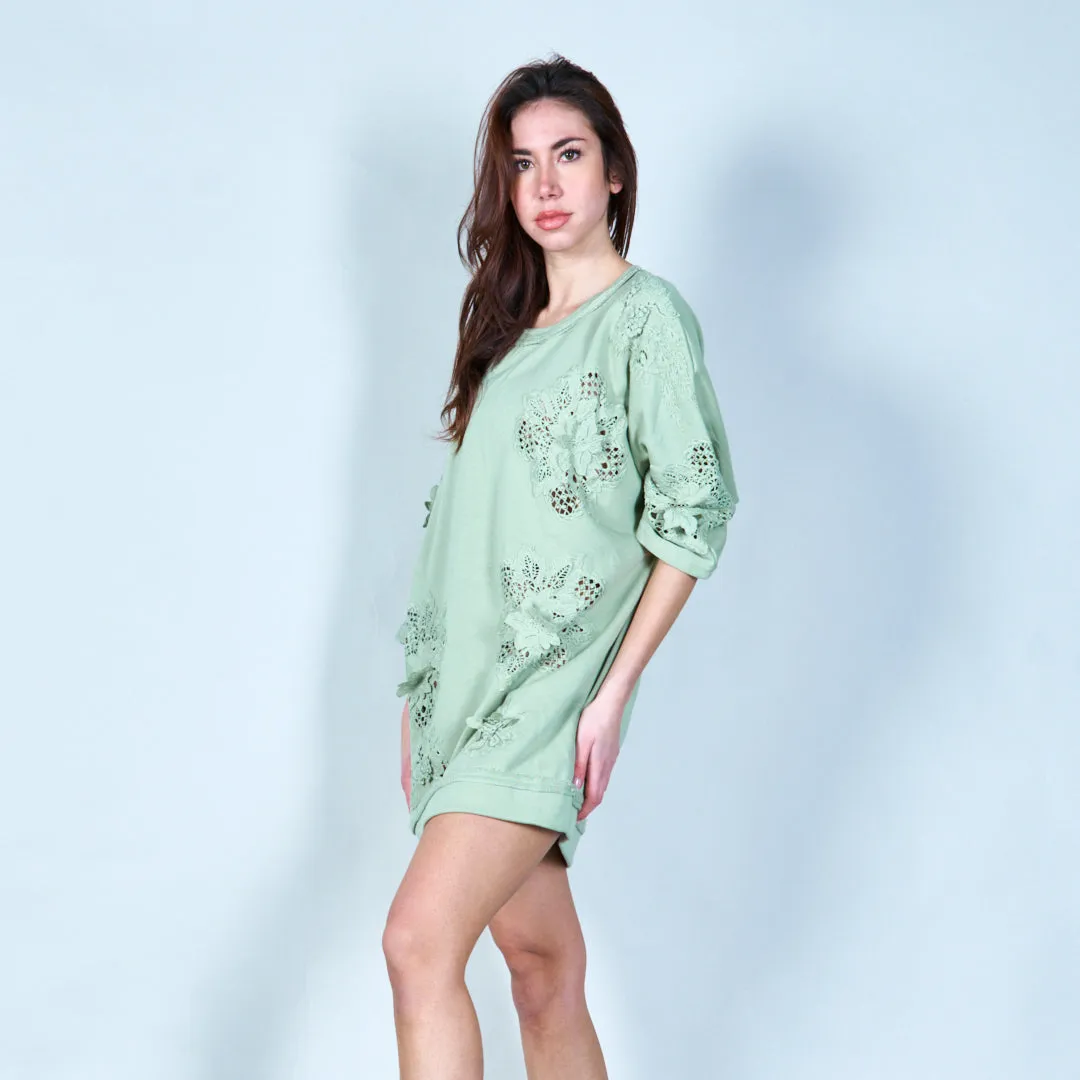 Floral embroidered dress with distressed details wholesale