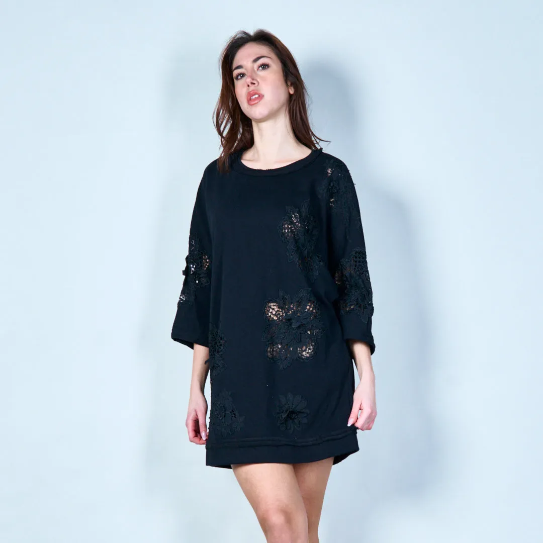 Floral embroidered dress with distressed details wholesale