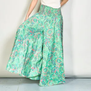 Floral paisley smocked wide-leg trousers wholesale