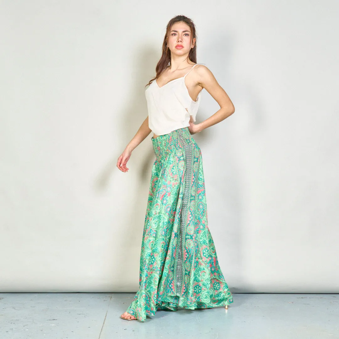 Floral paisley smocked wide-leg trousers wholesale