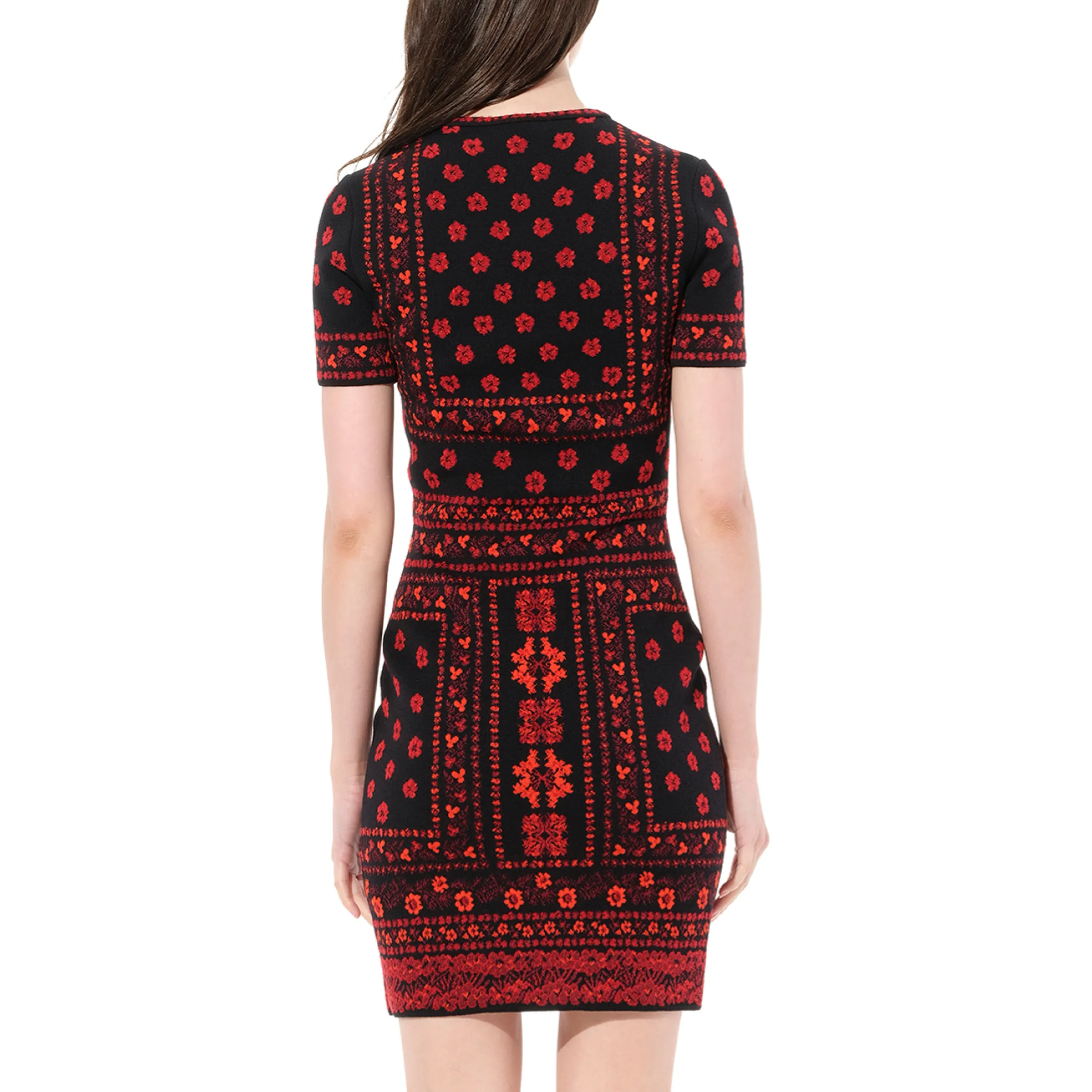 Flower Knit Dress in Black/Red