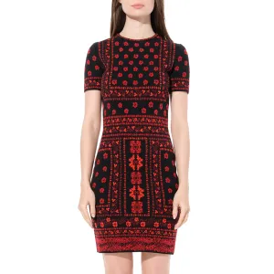 Flower Knit Dress in Black/Red