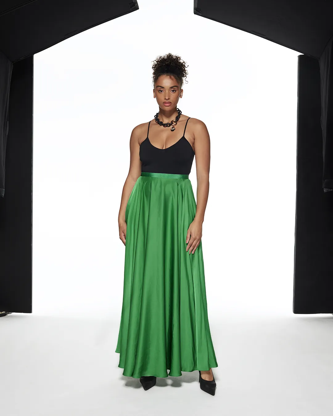 FLOWING MAXI SKIRT - GREEN