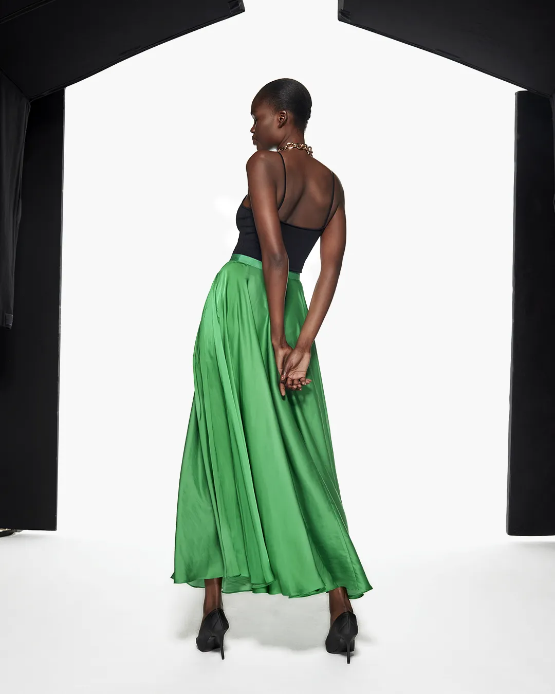 FLOWING MAXI SKIRT - GREEN