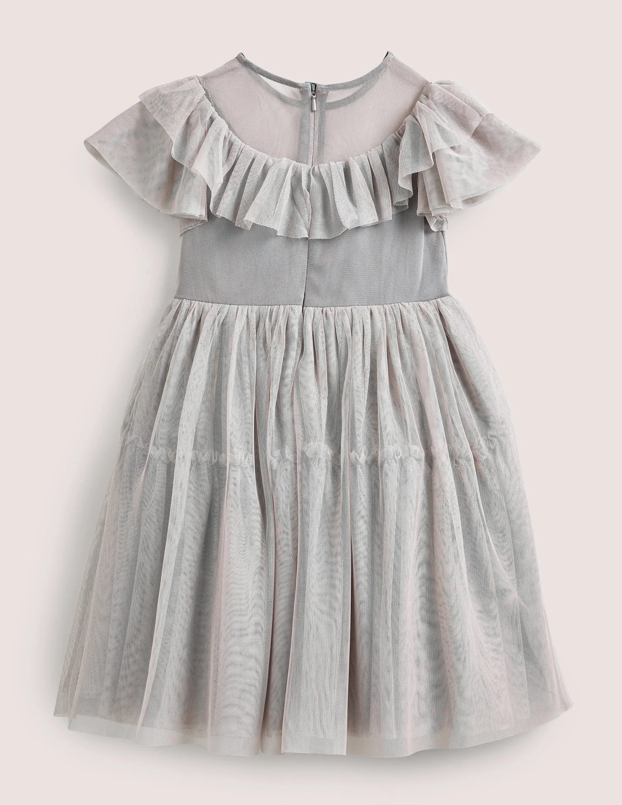 Frilly Tulle Dress-Statue Grey