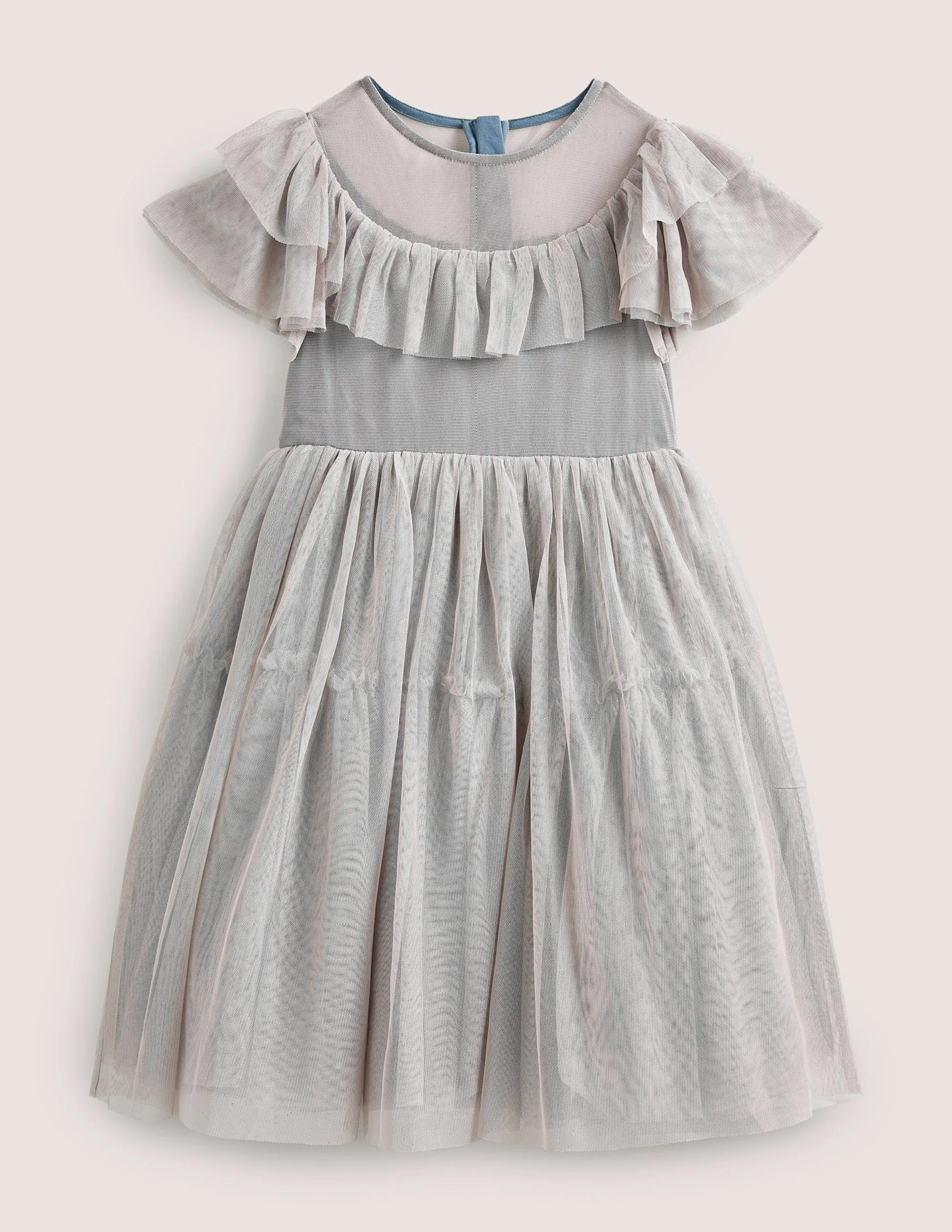 Frilly Tulle Dress-Statue Grey