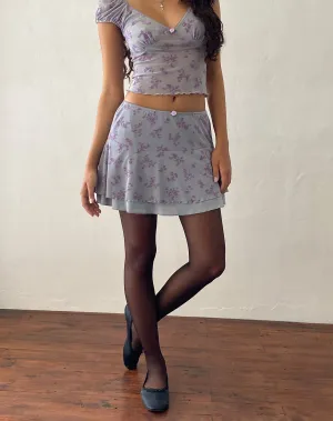 Friska Mini Skirt in Purple Botanist Flock