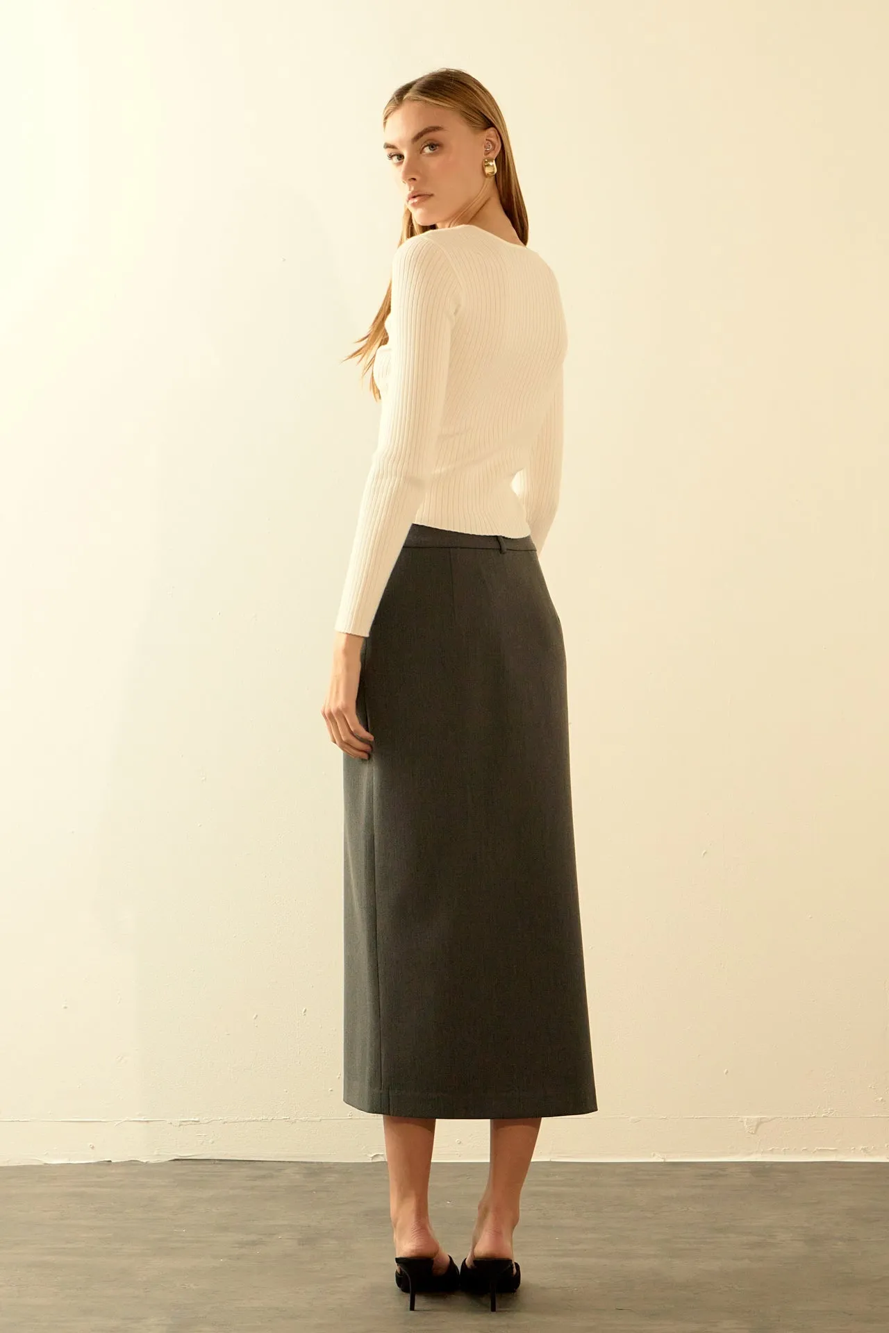 Front Slit Maxi Skirt