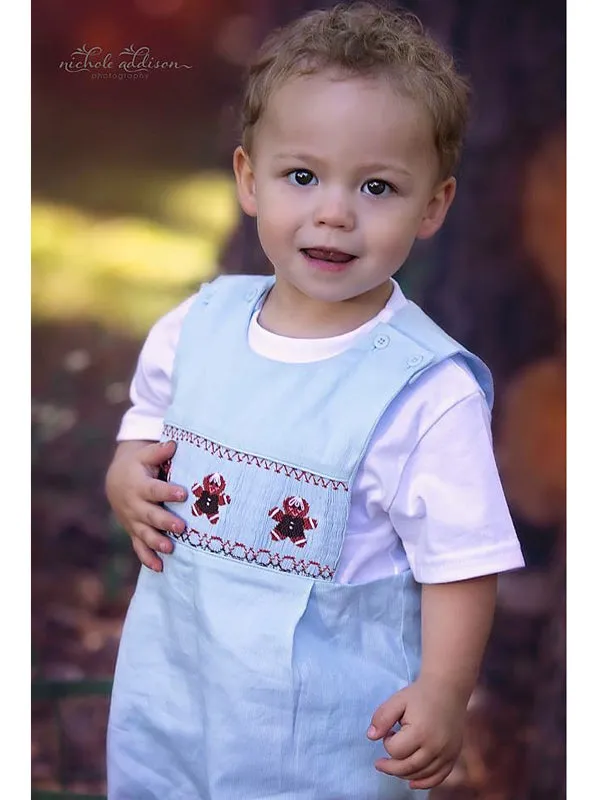 Gingerbread Boy Christmas Smocked Longall