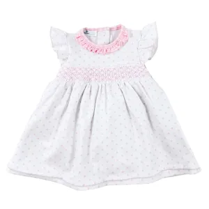 Gingham Dots Smocked Flutters Dress in Pink