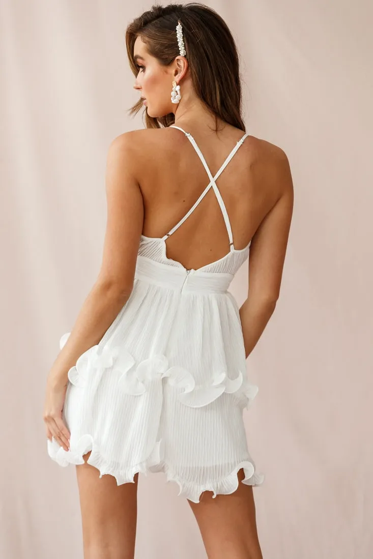 Greta Cami Strap Frill Chiffon Dress White