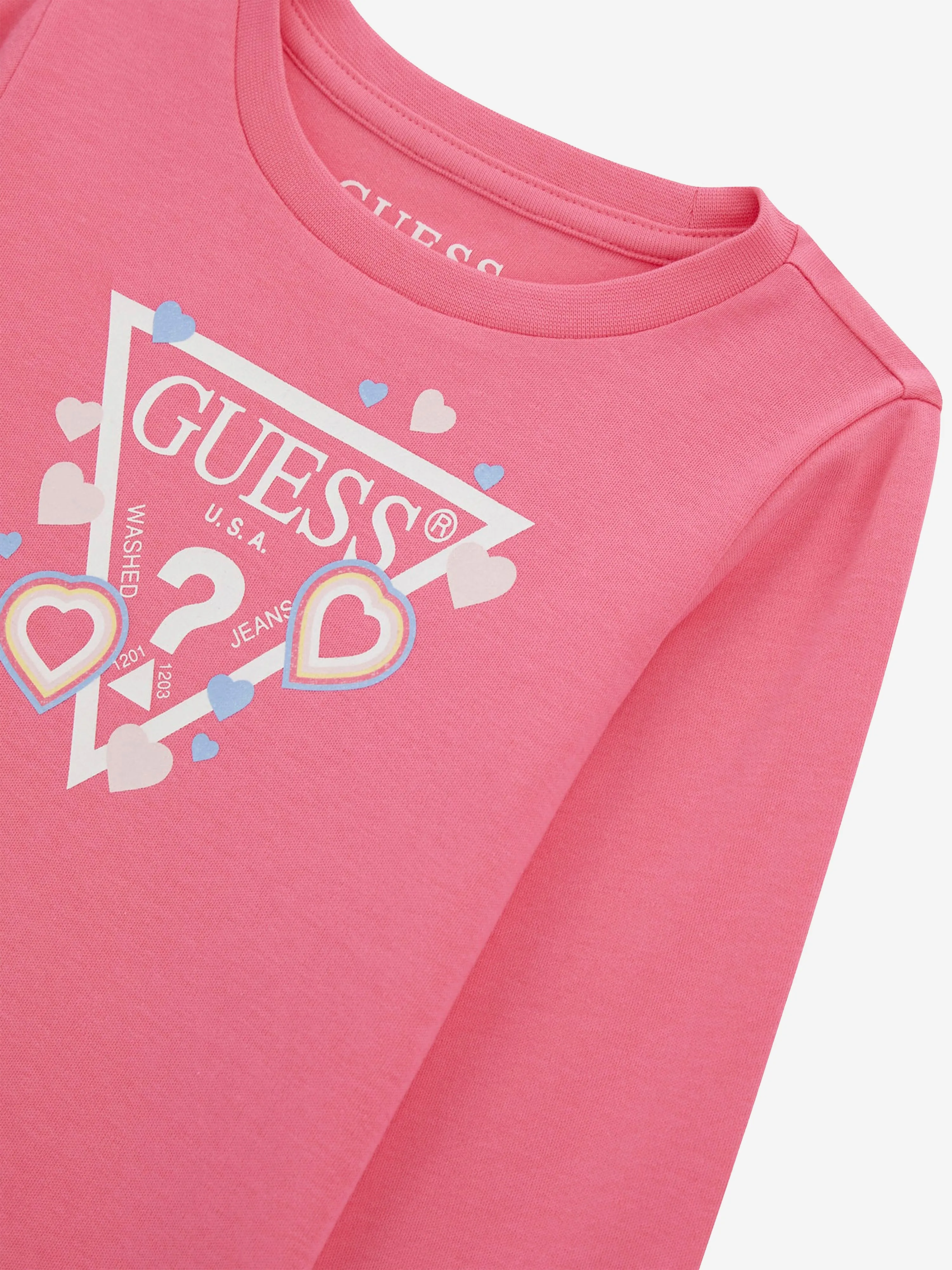 Guess Girls Logo Jersey Dress in Pink