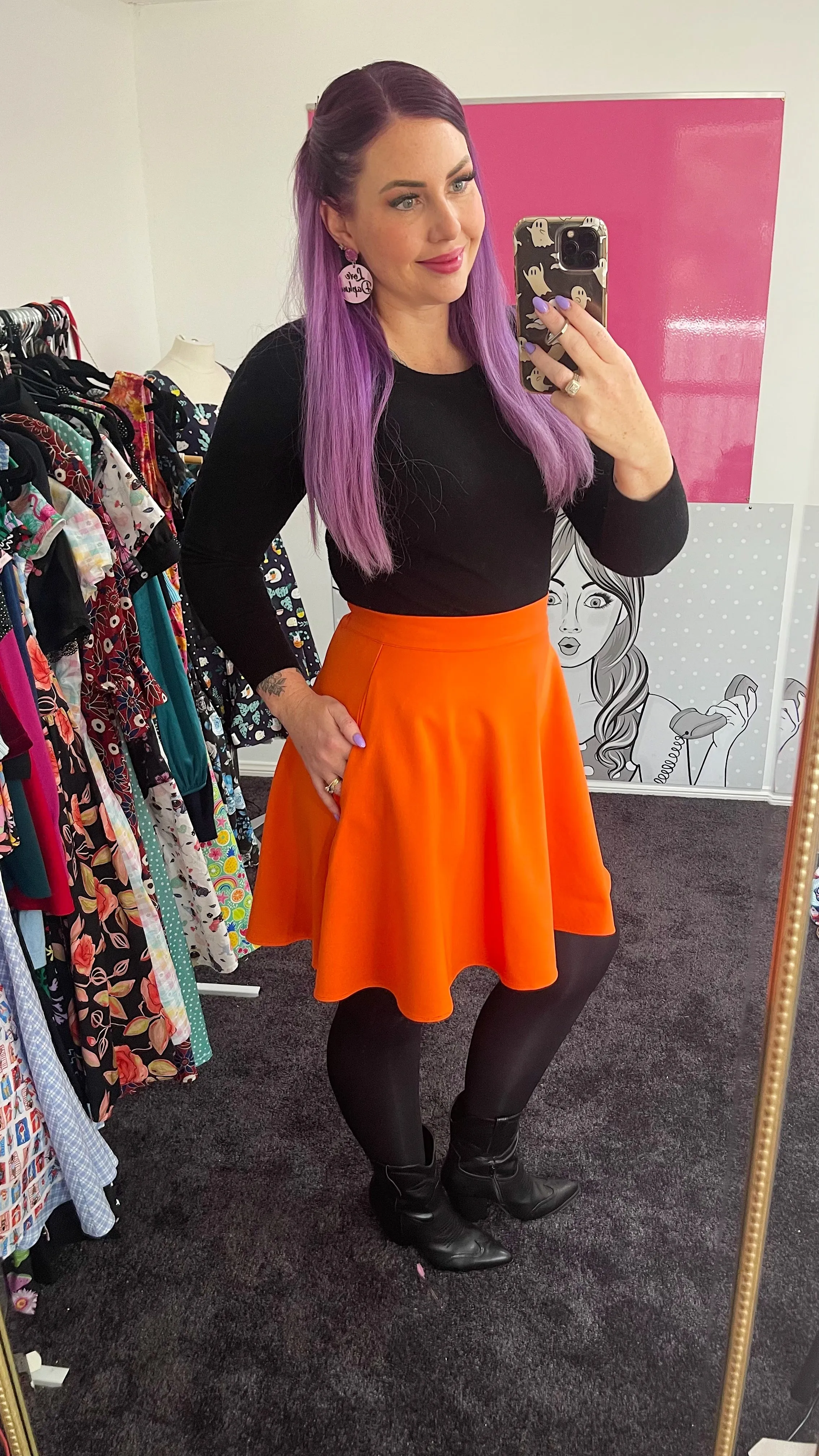 Harper Skater Skirt - Orange