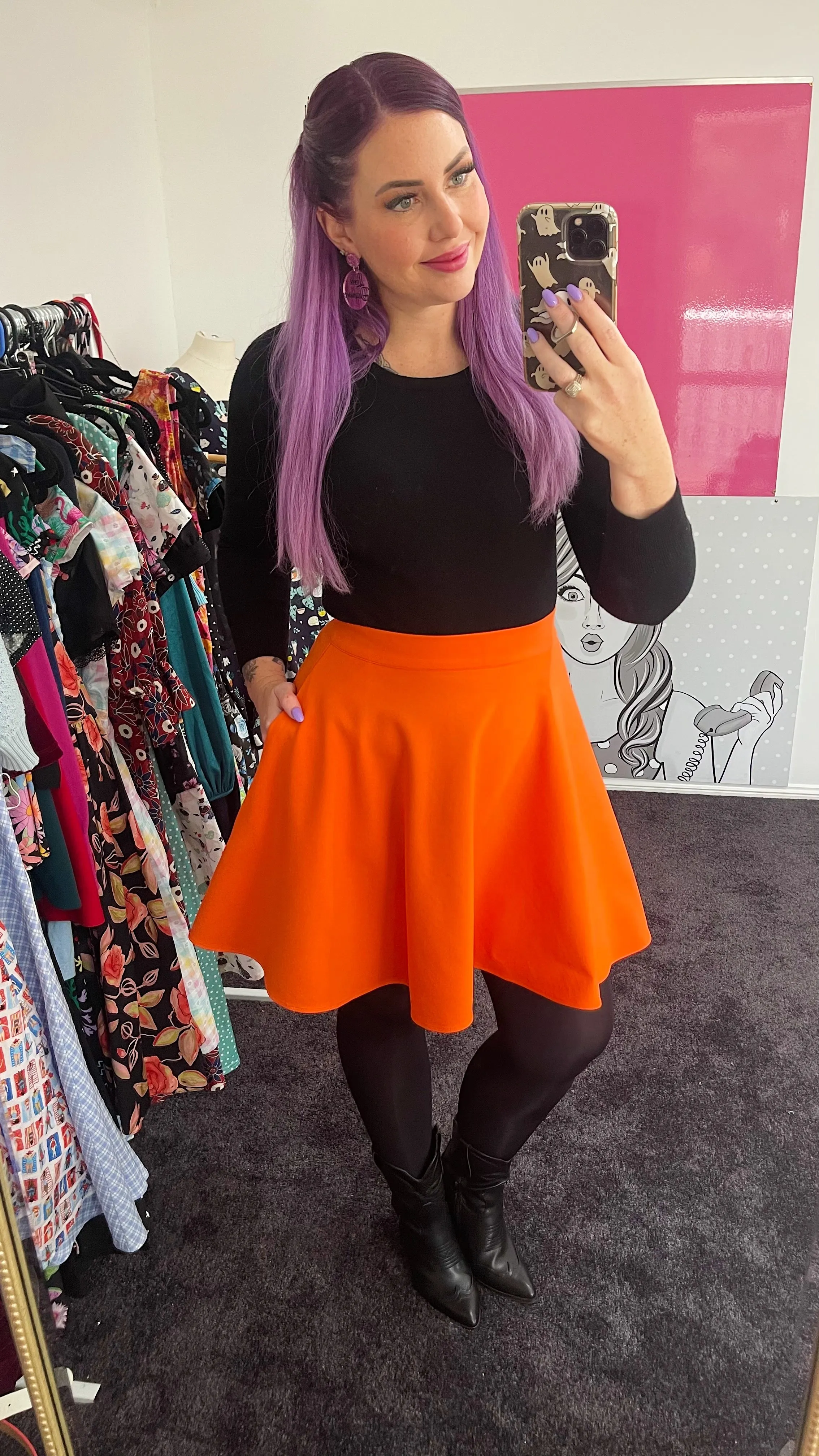 Harper Skater Skirt - Orange