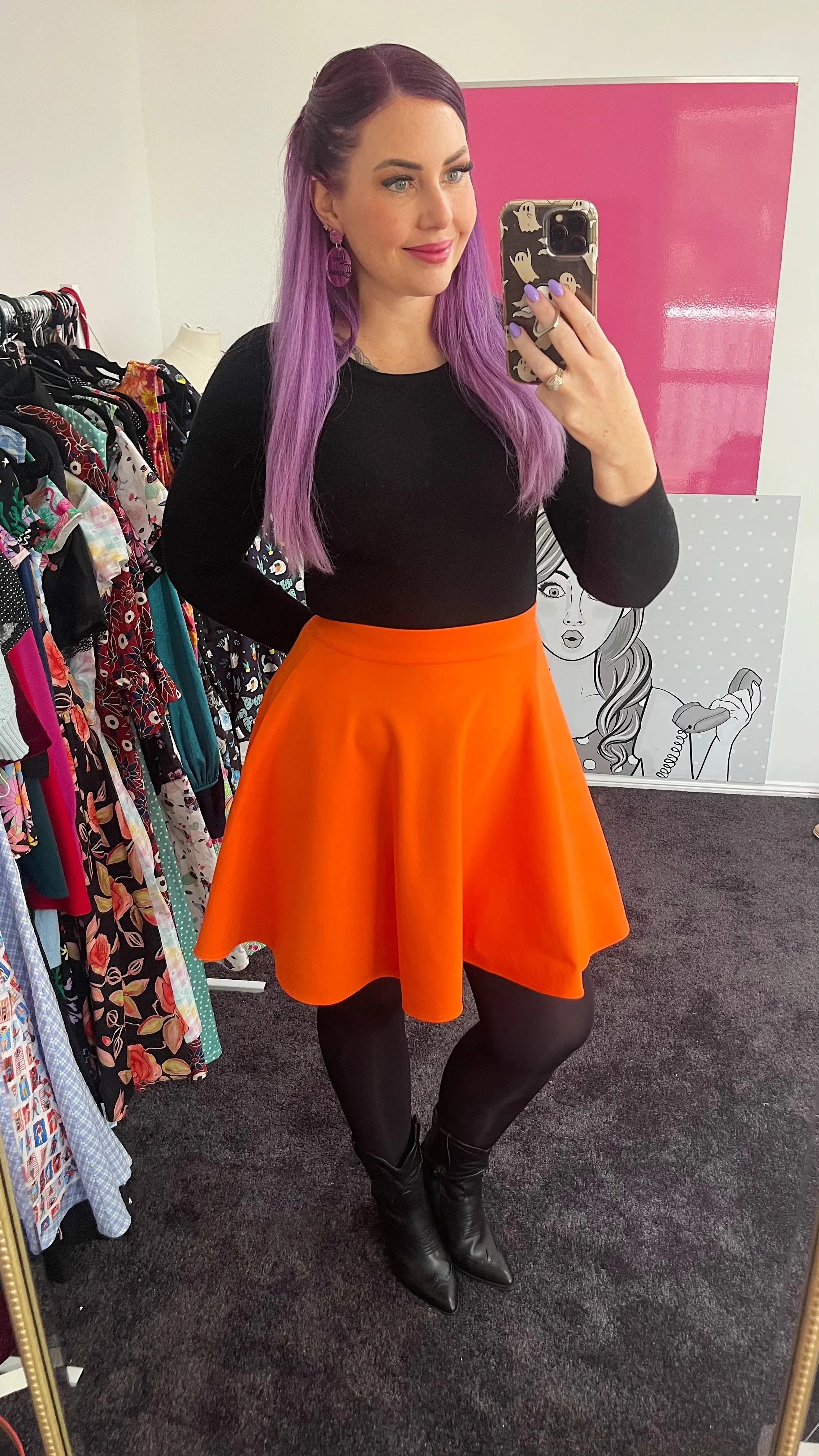 Harper Skater Skirt - Orange