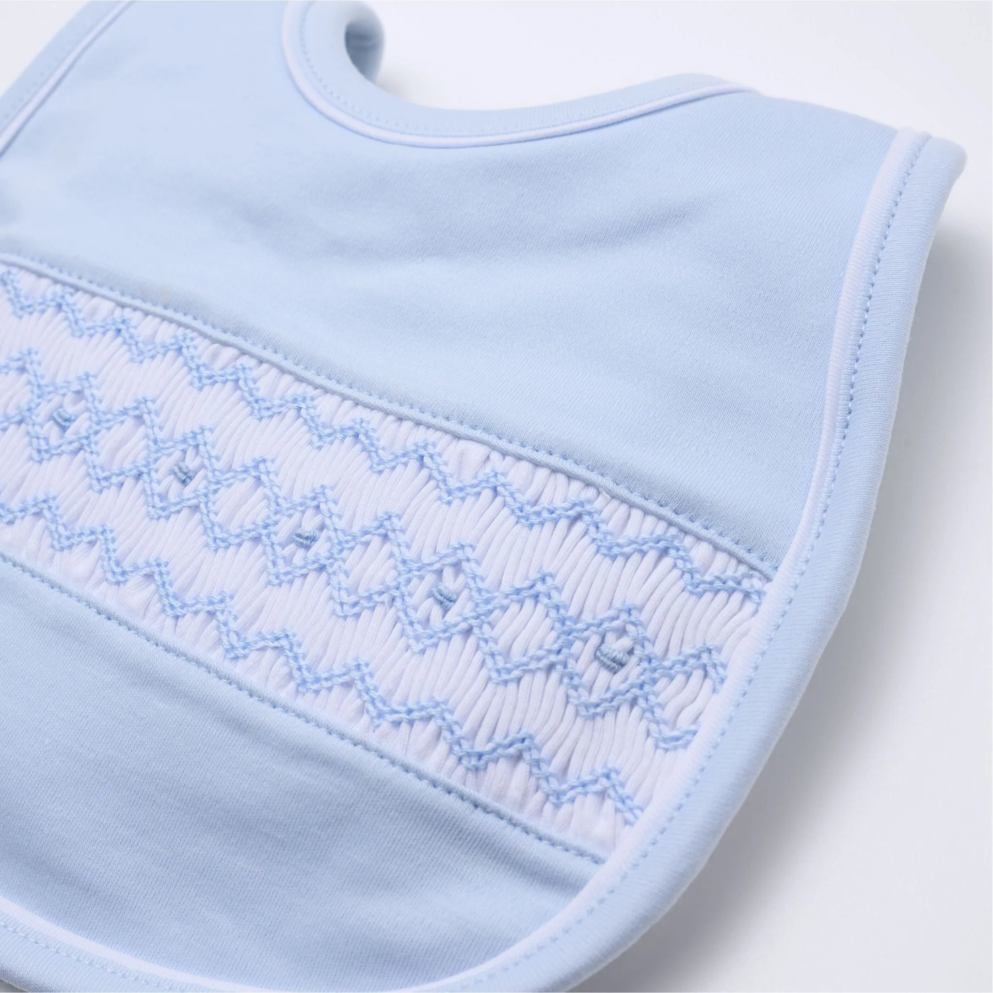 Hudson Smocked Bib - Light Blue