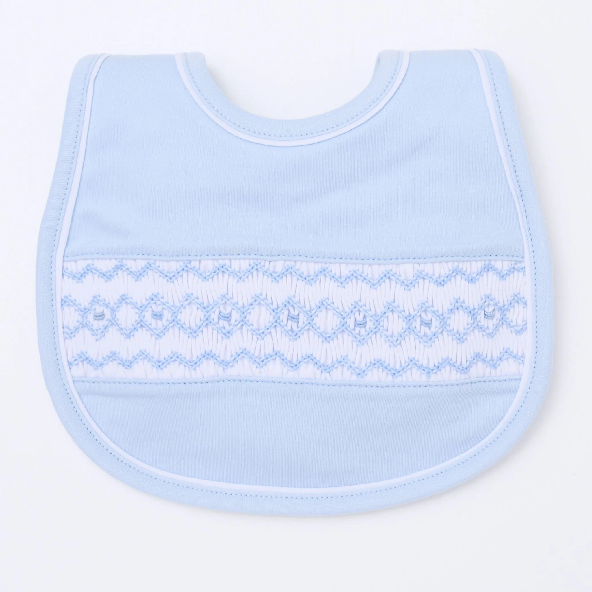 Hudson Smocked Bib - Light Blue