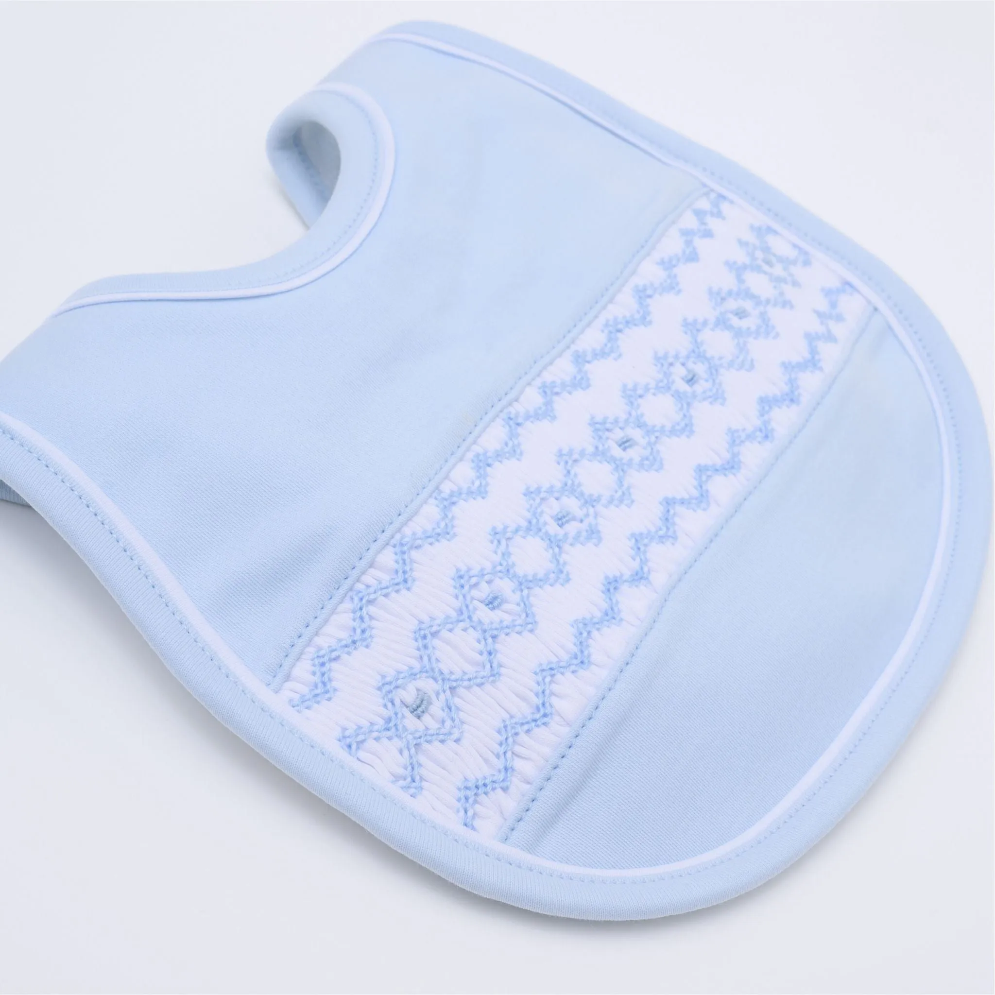 Hudson Smocked Bib - Light Blue