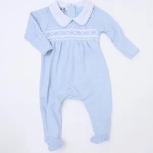 Hudson Smocked Footie - Light Blue