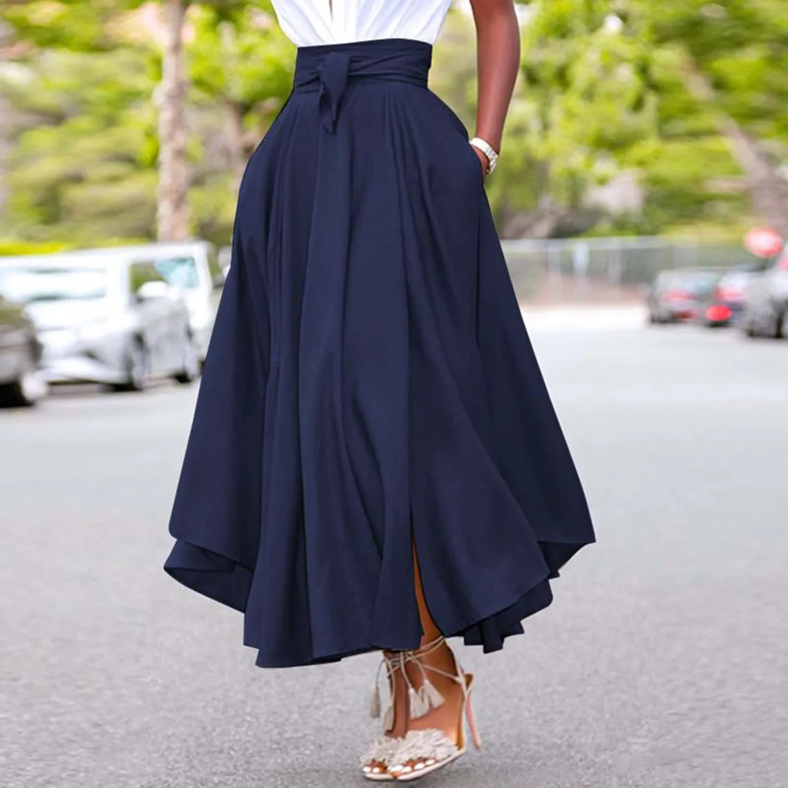 Irregular Holiday Fashion High Waisted Long Skirt