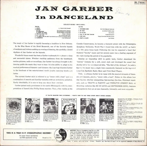 Jan Garber - Jan Garber In Danceland (LP) (VG )