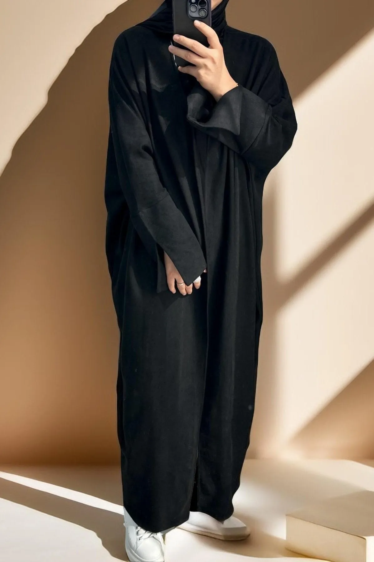 Jumana Velvet Open Front Abaya