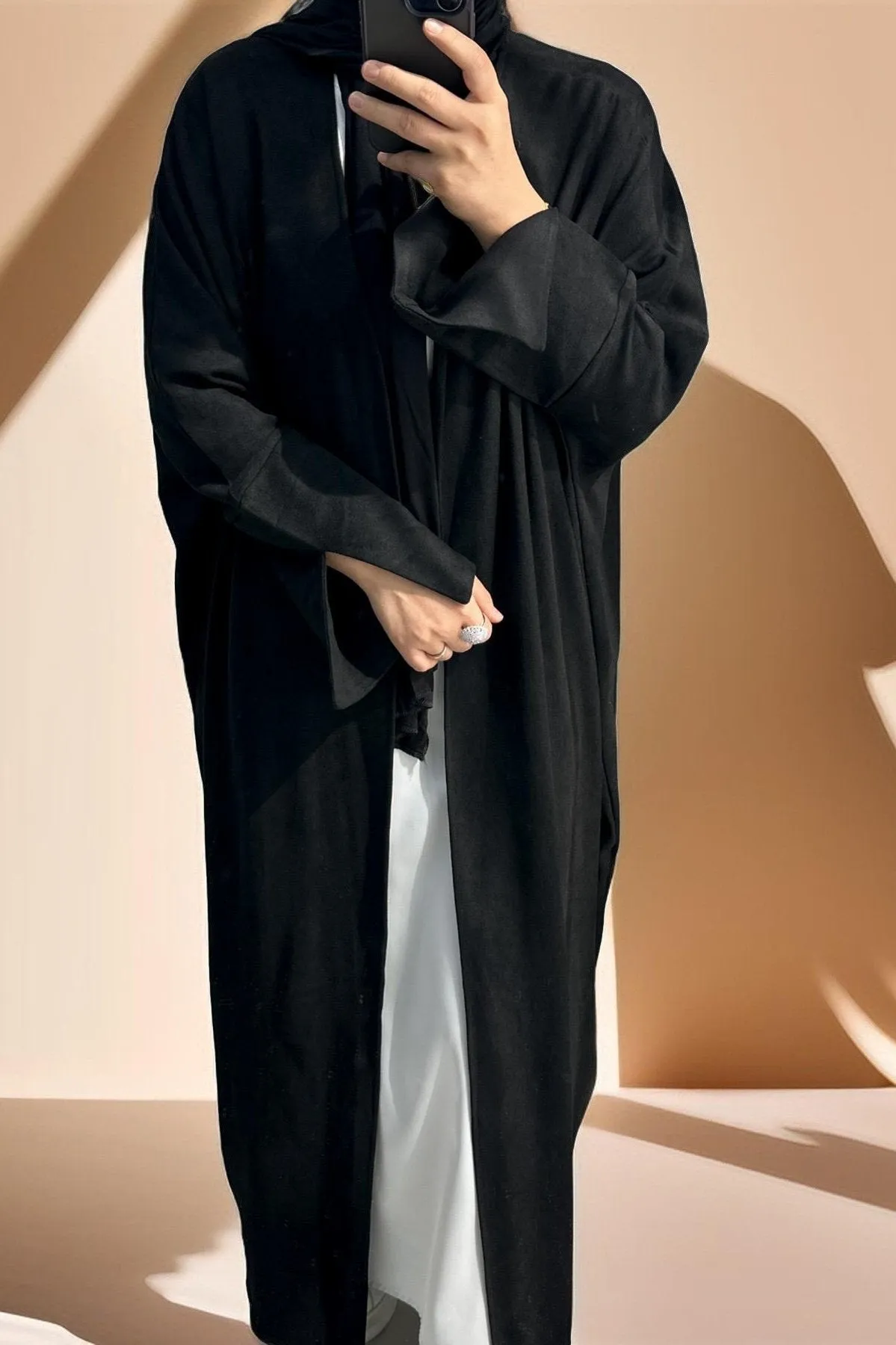 Jumana Velvet Open Front Abaya