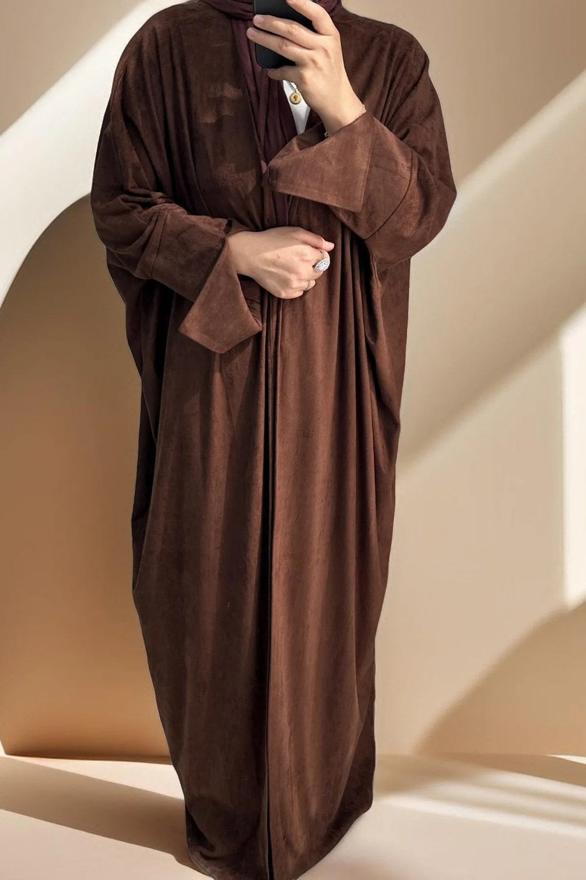 Jumana Velvet Open Front Abaya