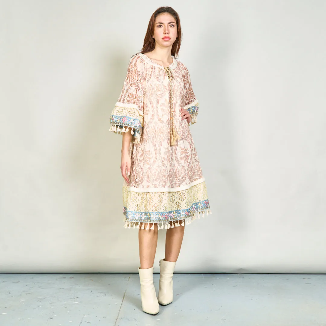 Lace boho tunic dress with tassels wholesale