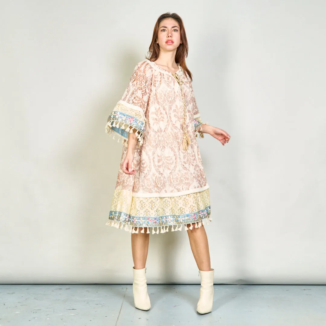 Lace boho tunic dress with tassels wholesale