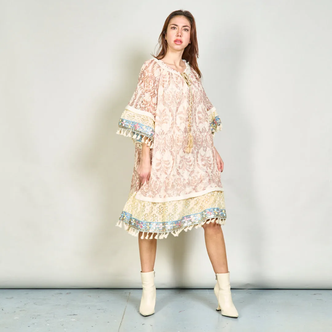 Lace boho tunic dress with tassels wholesale