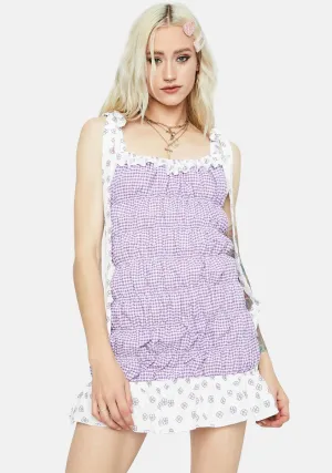 Lavender Spring Sunshine Tie Strap Smocked Sundress