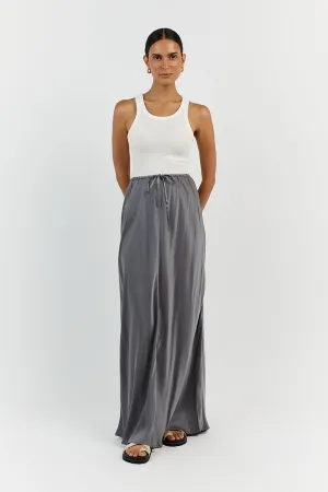 LAYLA CHARCOAL SILK MIDI SKIRT