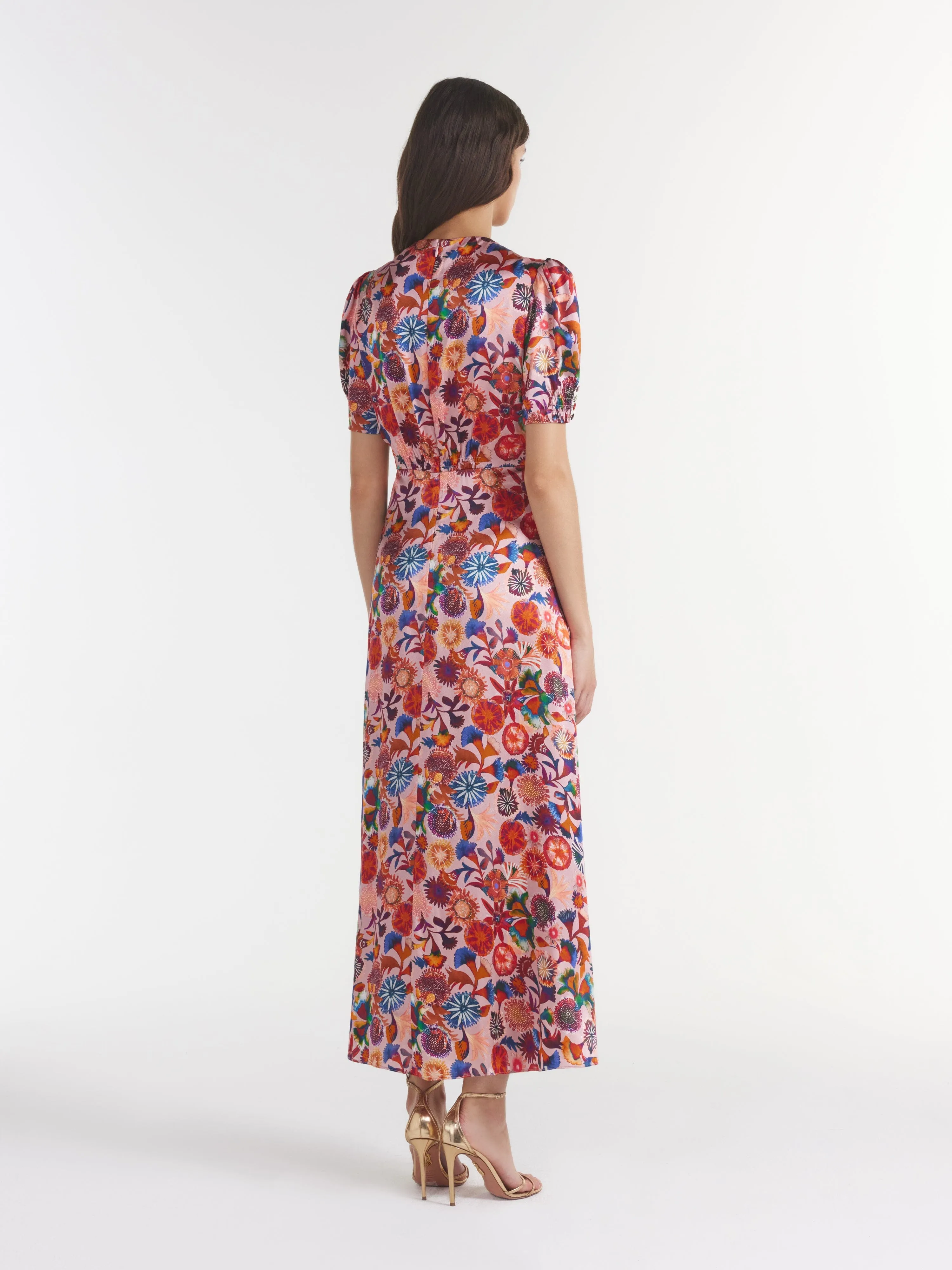 Lea Long Dress in Hibiscus Adorning