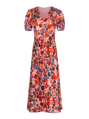 Lea Long Dress in Hibiscus Adorning