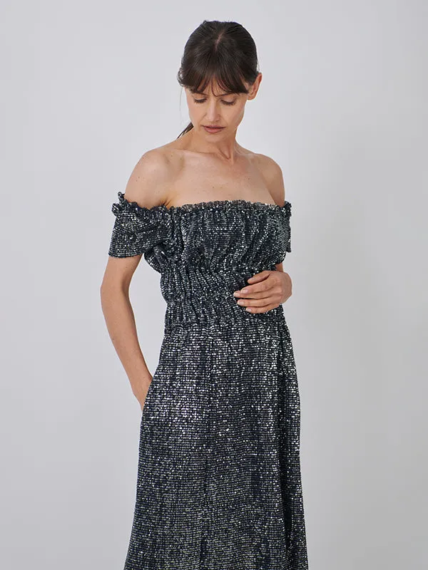 Lily Dress in Midnight Silver