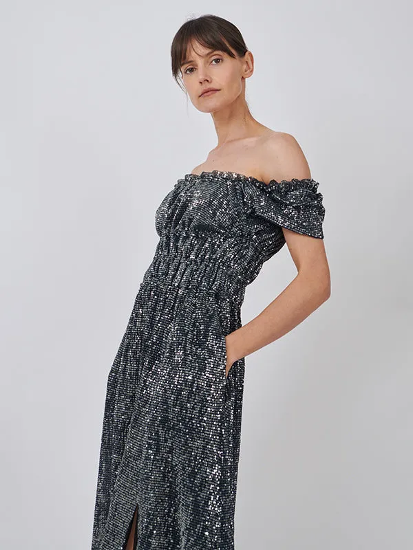 Lily Dress in Midnight Silver