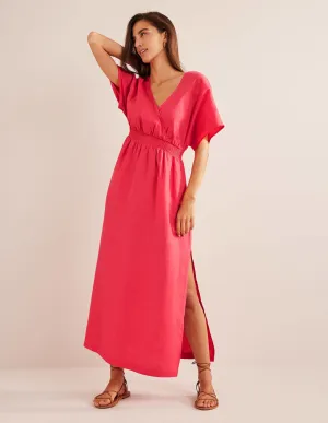 Linen Kaftan Maxi Dress-Coral Sunset