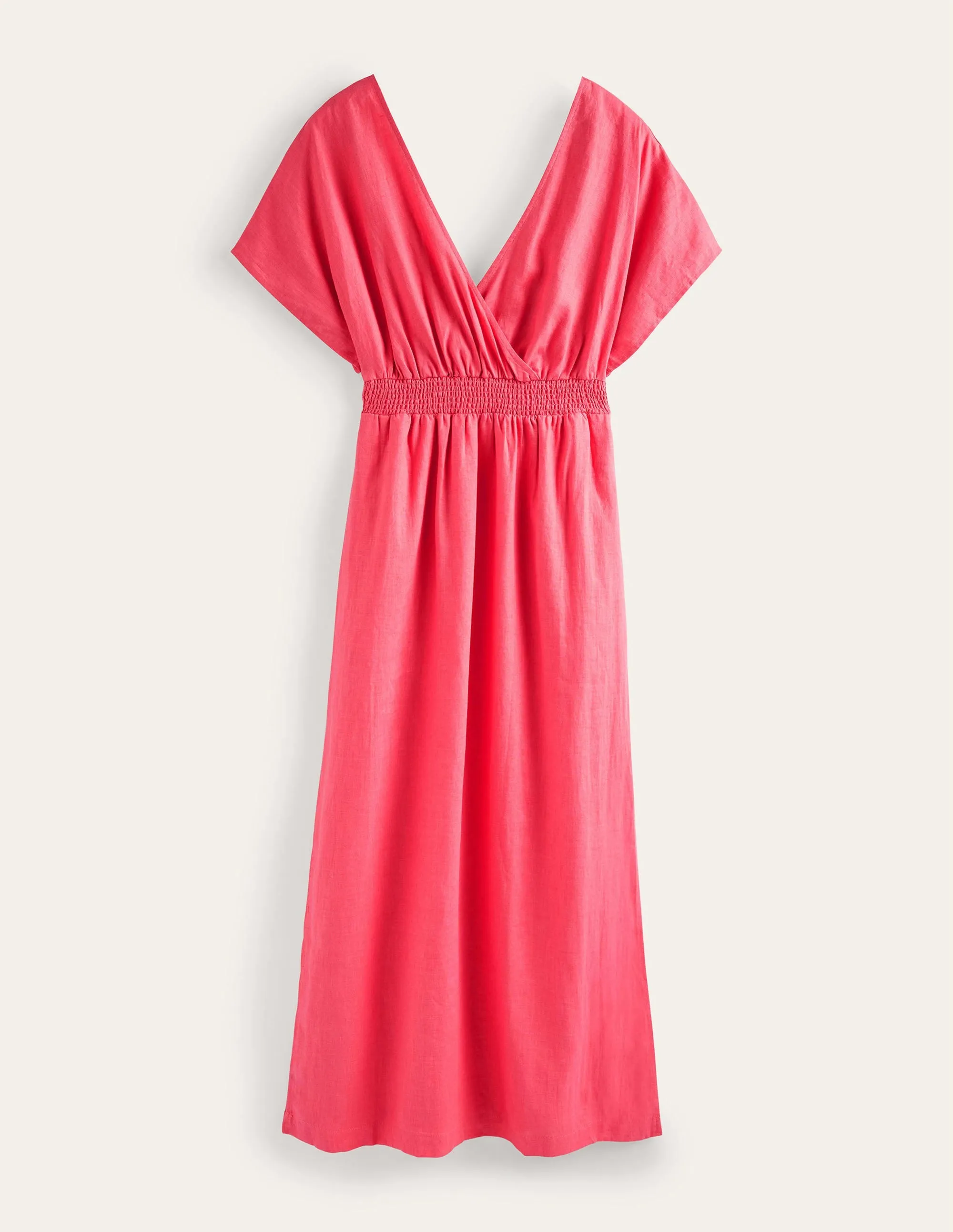 Linen Kaftan Maxi Dress-Coral Sunset