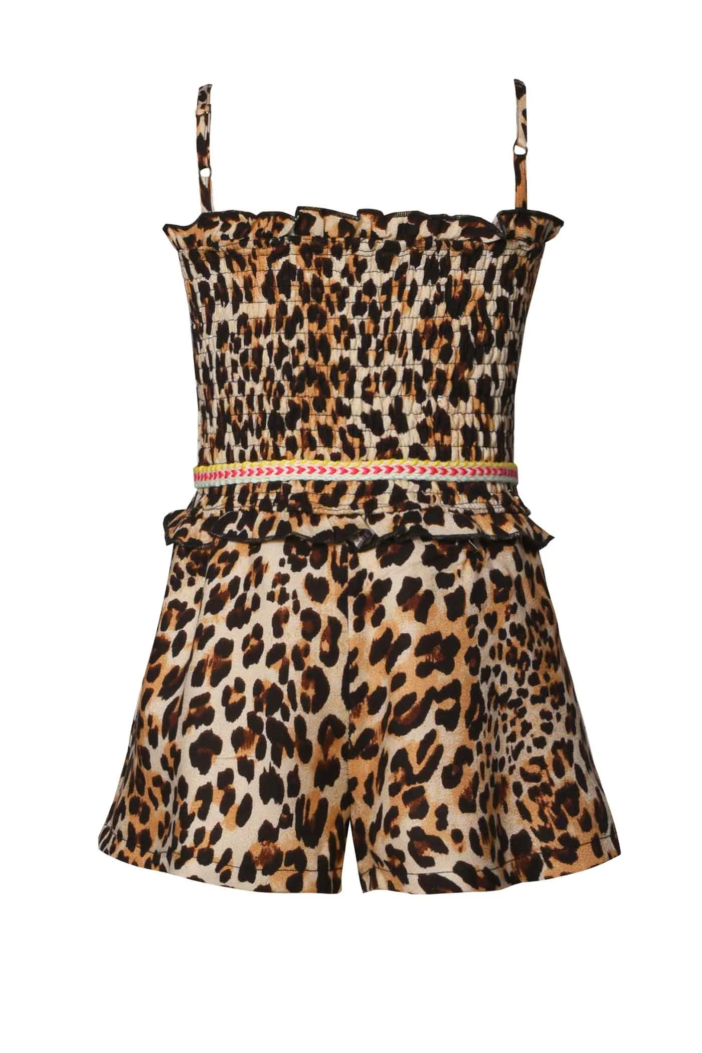 Little Girls Animal Print Smocked Top Romper