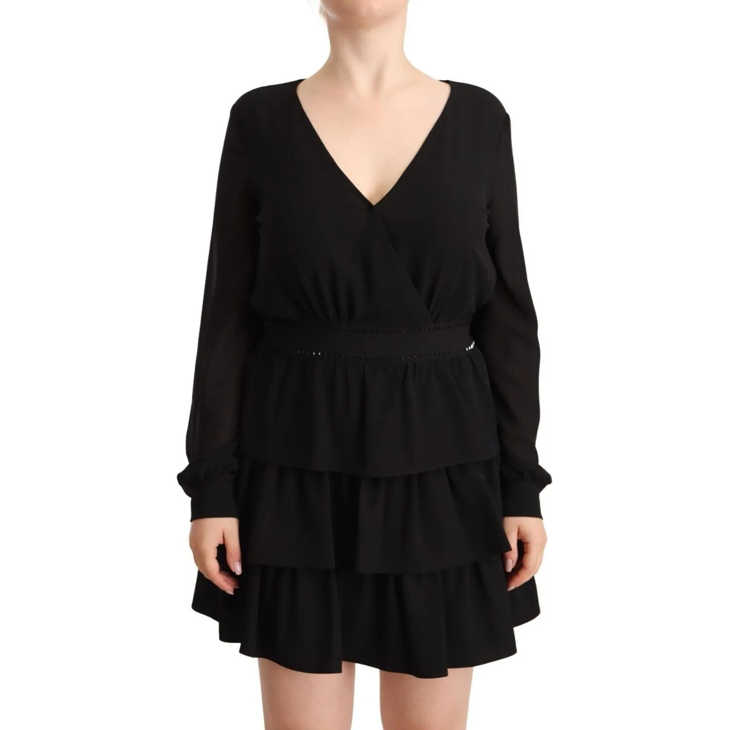 Liu Jo Elegant Black A-Line Mini Dress with Long Sleeves