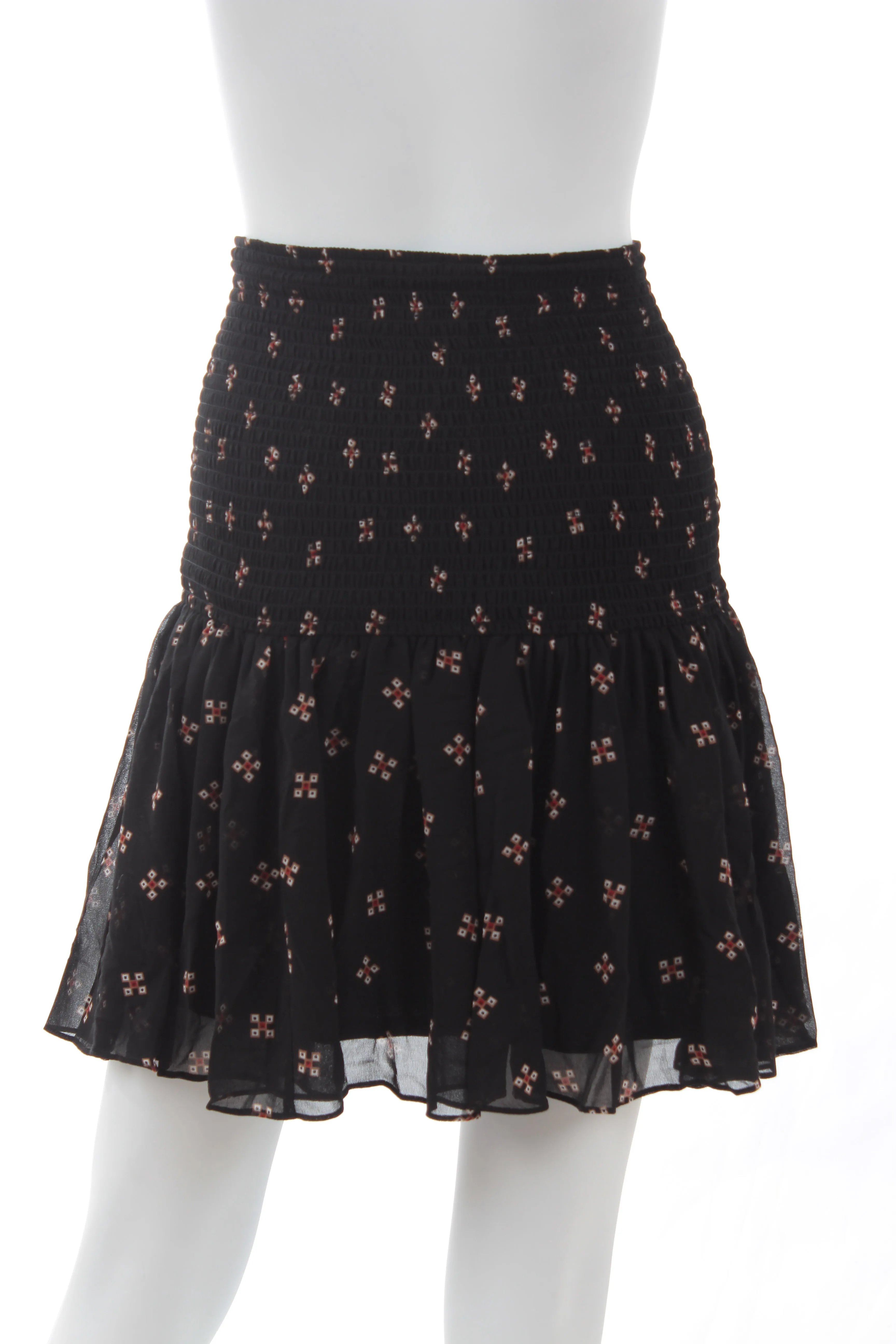 Maje Jouet Printed Smocked Waist Skirt