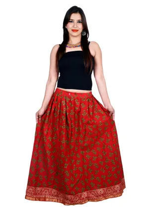 Maroon Ethnic Print Maxi Skirt