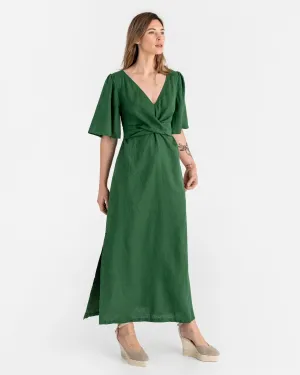 Maxi linen dress AGRA in Green